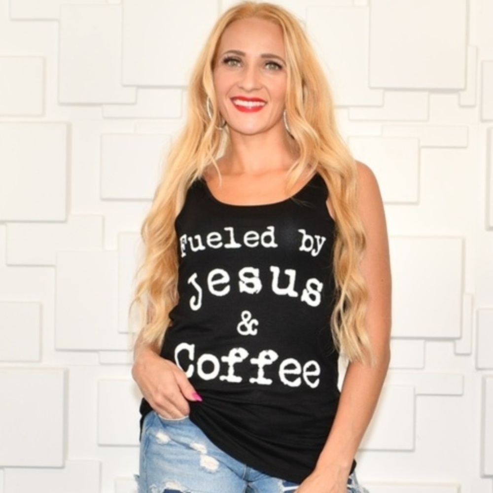 Top FUELED BY JESUS AND COFFEE TANK TOP - Picture 2 of 4